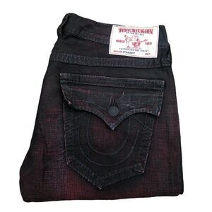 TRUE Religion Jeans Size 32 STRAIGHT Black/Red